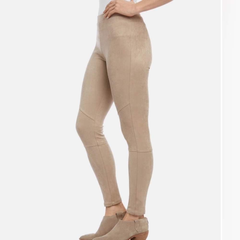 2 / $20 NWOT Karen Kane Womens Beige Faux Suede Moto Dress Leggings. Never worn.
